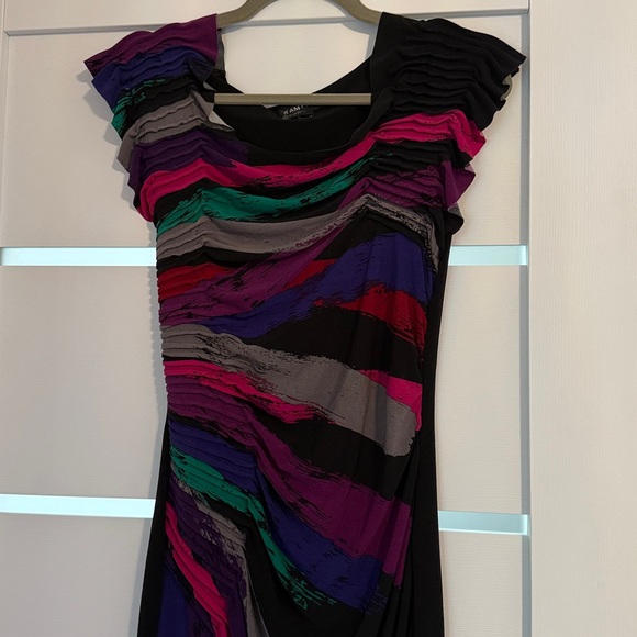 Rampage Asymmetrical Dress with Multicolor Stripes - Picture 4 of 6